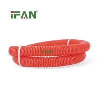 Tuyau ondulé en plastique rouge et bleu IFAN, durable, isolant thermiquement, pour la protection des tubes d'eau PEX PERT, pour la construction et la plomberie