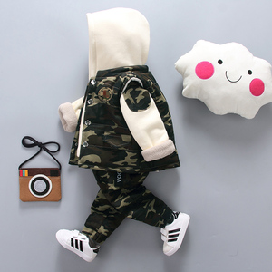 Ensemble de vêtements d'hiver pour garçon avec sweat à capuche, gilet et pantalon, 3 pièces de vêtements camouflage, sweat à capuche pour enfants, vêtements pour enfants - Product Image 4