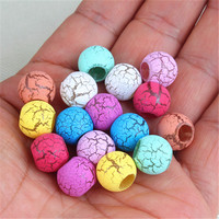 Lingxing 1 sac de perles tendance et populaires, peintes effet craquelé, à gros trous de 12 mm, pour la création de bijoux éducatifs pour enfants, lacets et accessoires