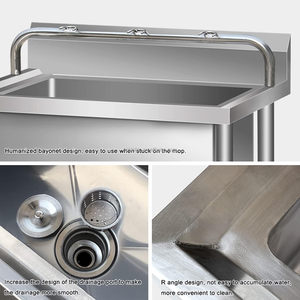 Évier commercial en acier inoxydable avec cadre tubulaire carré, finition polie, bac utilitaire autoportant pour restaurant et hôtel - Product Image 5