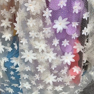 Popular 100% Polyester <strong>Material</strong> 3D Net Floral Fabric <strong>Embroidery</strong> Lace for Dress - Product Image 5