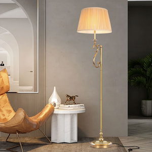 Factory Custom Copper fabric Nordic Modern <b>Standing</b> Eye Protection Smart Interior Design Golden Floor Lamp - Product Image 1