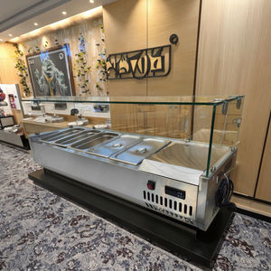 Estación de cobertura Barra de ensalada refrigerada Exhibición Encimera Barra de ensalada fría Nevera Comercial Preparación de ensaladas Mostrador Escaparate de Saladette - Product Image 1