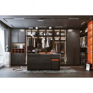 Armoire en bois avec porte en verre de luxe sur mesure, meubles de chambre à coucher, organisateur de rangement, armoires, étagères de rangement, placards de chambre à coucher - Product Image 2