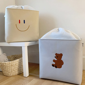 Panier de rangement pliable multi-usage en toile épaisse avec <span class=keywords><strong>broderie</strong></span> de dessin animé, lavable, pour vêtements, couettes - Product Image 2