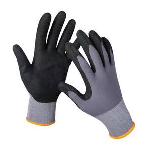 加密技术高柔性灰色尼龙材料丁腈哑光涂层手掌强力抓地力安全耐磨手套 - Product Image 4