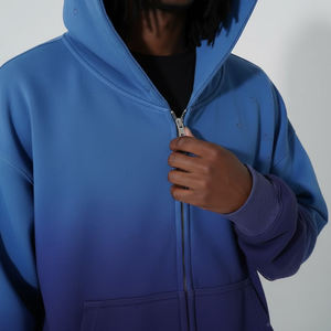 Veste à capuche zippée pour homme, streetwear personnalisée, imprimé dégradé ombré sur toute la surface, diamants, strass - Product Image 3