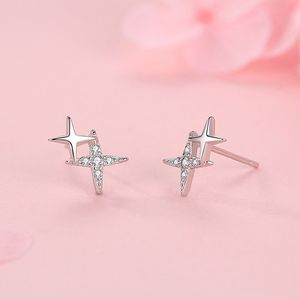 Pendientes de estrella minimalistas de plata de ley S925 con circonita, versión de cobre personalizable, para mujer, regalo de aniversario. - Product Image 5
