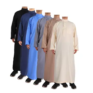 Giá thấp tùy chỉnh thiết kế Trung Đông nam giới của jubba áo mùa hè Red Spun Polyester dệt vải Arab thobe với quần