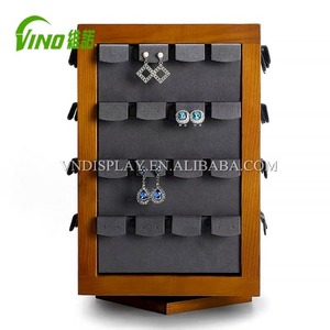Direct- Sales Custom 80 Pcs Earring Card Spinner Display Ear Ring Organizer 4-<b>way</b> Earring Card Display Stand Wood Earring stand - Product Image 5