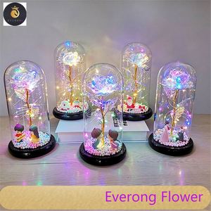Flores artificiales <span class=keywords><strong>2022</strong></span>, flor eterna de lámina de oro de 24 quilates con luces de cadena, rosa de <span class=keywords><strong>la</strong></span> <span class=keywords><strong>Bella</strong></span> <span class=keywords><strong>y</strong></span> <span class=keywords><strong>La</strong></span> <span class=keywords><strong>Bestia</strong></span> en cúpula de cristal, regalo para niñas - Product Image 4