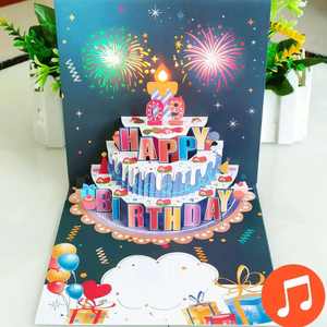 Carte <span class=keywords><strong>de</strong></span> musique 3d Gold Crown Led Fireworks Purple Pink Happy Birthday Cadeau pour maman, femme ou fille avec des ballons - Product Image 5