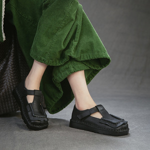 Spring new style <b>pointed</b>-<b>toe</b> platform comfortable business casual big-top shoes casual retro style smooth cowhide women's shoes - Product Image 4