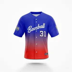 Sublimazione della maglia da baseball personalizzata di alta qualità, ricamo disponibile