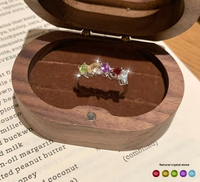 S925 argent Sterling ovale coupe arc-en-ciel femmes incrusté de cristal naturel pierre plaqué or Rose Niche Style bague haut de gamme