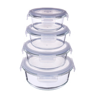 Conteneur en verre borosilicate rond de haute qualité, écologique, design moderne, sûr pour les aliments, idéal pour la conservation des aliments, pour la cuisine et les fêtes