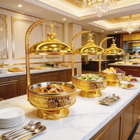 Goldener Runder Hängender Edelstahl Hot Pot Gasbetriebener Buffet-Speisenwärmer für Hotels und Restaurants
