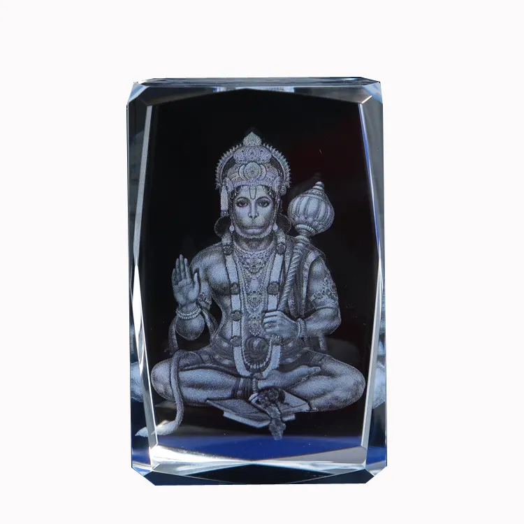 Usine en gros personnalisé Hanuman dieux hindous 3d Laser cristal artisanat pour la gravure