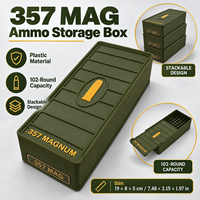 Boîte de rangement pour munitions 357 Magnum, capacité de 102 cartouches, PVC léger, portable, empilable, organisateur de munitions pour cartouches, noir