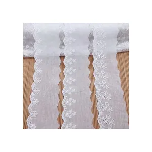 2022 Fashion Cheap Indian White Bridal Tc Lace Trim Embroidery Cotton Lace Trim Cotton Fabric
