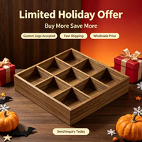Plateau cadeau en bois à neuf compartiments, style plateau, avec couvercle, personnalisable avec des images pour la décoration de Noël et d'Halloween