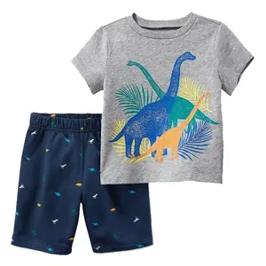 Ensemble de survêtement pour bébé garçon, short, gilet imprimé dinosaure, haut Camouflage, pantalon court, survêtement pour enfants