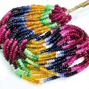 Piedras preciosas naturales de alta calidad, esmeralda, rubí, zafiro, cuentas facetadas sueltas tipo rondelle, calidad AAA, para la fabricación de joyería. - Product Image 1