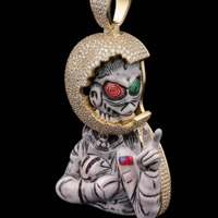 Pendentif Tête de Mort Moissanite Personnalisé Tendance et Attrayant en Argent Sterling 925, Collier Hip Hop pour Hommes, Idéal Streetwear et Usage Quotidien