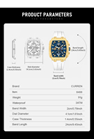 50 Stück OEM Benutzerdefiniertes Zifferblatt Logo Curren 8488 Fabrik Großhandelspreis Herren Quarzuhr Männeruhr Luxus Armbanduhr für Herren Relojes