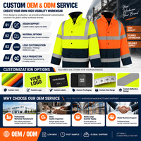 Vêtements de travail réfléchissants de sécurité en gros, veste de travail haute visibilité imperméable, coupe-vent et chaude pour l'industrie lourde et l'exploitation minière