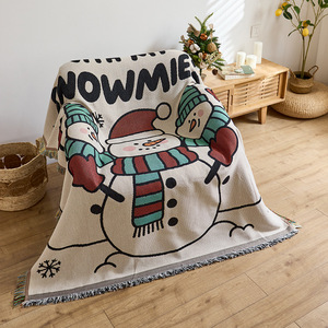 <b>Christmas</b> Cotton <b>Throw</b> Blanket Rectangular Nordic Style Eco-Friendly Home Decor Winter Use - Product Image 3