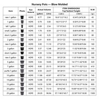 Pots de pépinière en plastique écologiques de 15 à 25 gallons pour jardin et pépinière d'arbres, pots à fleurs et jardinières de grande taille
