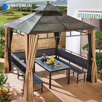 Mobilier d'extérieur pour patio table en plastique bois chaise pavillon jardin loisirs après-midi thé meubles