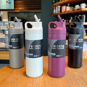 350ml 500ml Custom Double Wall Insulated Stainless Steel <b>Coffee</b> Thermal Water Bottle Cups With Handle Lid - Product Image 5