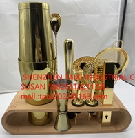 Ensemble de shaker à cocktails Boston de luxe personnalisé en acier inoxydable, avec support en bambou durable, idéal pour les voyages et comme cadeau, outils de bar inclus