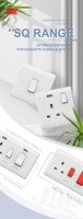 Prise universelle à interrupteur 16A 1 gang norme britannique avec USB (Type A+C) IP20, installation facile pour usage domestique ou professionnel 110V/250V