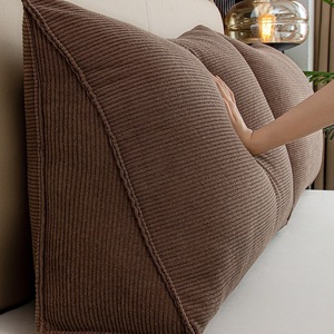 Triangular Headrest Pillow Corduroy Coffee Brown Lumbar <b>Support</b> <b>Sofa</b> Bed Backrest Cushion Ergonomic Design - Product Image 1