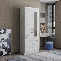 Armoire à vêtements haute brillance de 800mm, armoire de chambre à coucher avec miroir, armoire de rangement, armoire 2 portes, armoires blanches, chambre à coucher