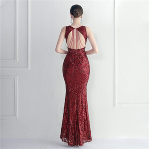 19920 #   Abito da sera lungo con schiena scoperta, con perline, ricami scintillanti, adatto per spettacoli teatrali - Product Image 6