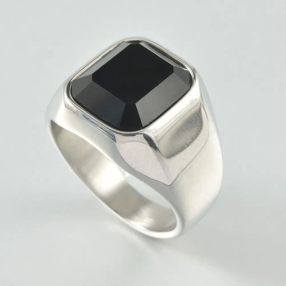 316L in acciaio inox da uomo gemma pollice anello di larghezza della fascia superiore quadrata da dito Fashion anello gioielli accessori