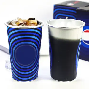 Produttore riutilizzabile in metallo personalizzato tazza per bevande fredde per bar colorato in alluminio birra chill cup