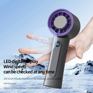 Nouveau ventilateur portatif rechargeable de 3600 mAh avec refroidissement par glace et 100 réglages de vitesse, idéal comme cadeau pour une utilisation en extérieur, petit ventilateur - Product Image 3