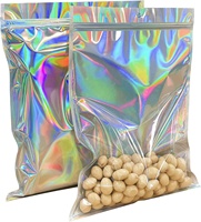 Sacs refermables holographiques transparents en PE personnalisés, résistants aux odeurs, recyclables, pour l'emballage alimentaire, petits cadres photo