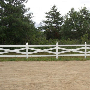 Valla de PVC Vinílico para Caballos, Resistente, de 4 Rieles, Tratada Térmicamente, con Acabado de Madera y Modelado 3D - Product Image 3