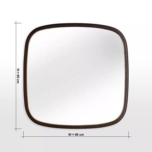 <span class=keywords><strong>Commode</strong></span> moderne avec miroir en bois massif, bords arrondis et incurvés avec accents dorés, textures superposées et forme ondulée - Product Image 6