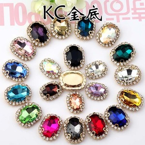 Hebilla ovalada de diamantes de imitación, cristal de vidrio, accesorios de joyería DIY, ribete de cuatro orificios, taladro de garra cosido a mano, venta al por mayor - Product Image 4