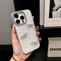 Creative Glitter Bling 3D Bow Strass Téléphone étui pour iphone 17 16 15 14 13 12 Pro Mignon Diamant Antichoc Couverture de Téléphone Portable