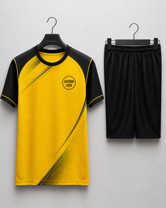 Ensemble d'uniformes de football personnalisés OEM pour hommes, manches courtes, respirant, 100 % polyester, imprimé par transfert thermique, tenue de sport d'entraînement, kit d'équipe - Product Image 4