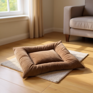 Cuccia Premium per Cani in Velluto Cristallo Marrone con Fondo Antiscivolo e Base Antiscivolo - Product Image 3