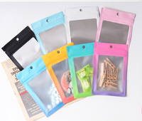 Sacs d'emballage en plastique transparents et colorés pour cosmétiques et bijoux, 100 pièces/lot